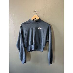 Nike Sportwear Womens Green Long Sleeve Cropped Hooded Sweater Size XS